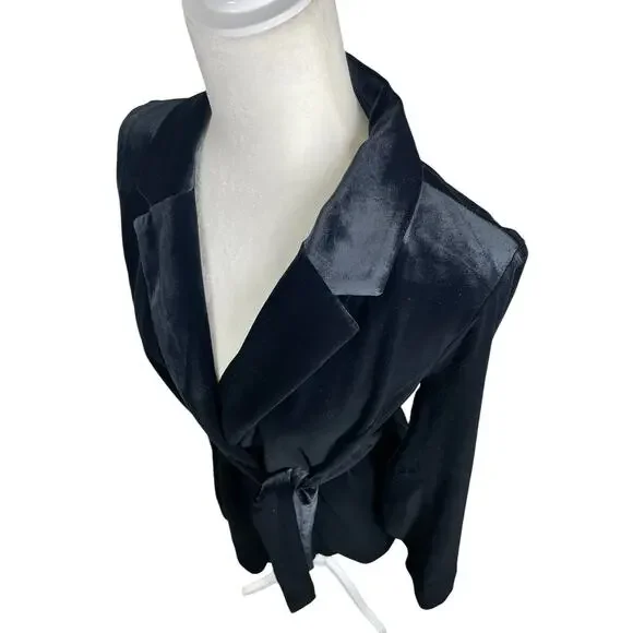 J.Jill Wearever Collection Velvet One Button Belted Blazer Black Women's Sm NEW - Picture 3 of 14